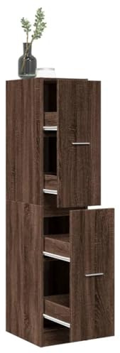 Armario archivador farmacéutico con aspecto de roble, 30 x 41 x 144,5 cm, material de madera, montaje rápido, robusto