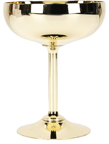 AUNMAS Bicchiere da Cocktail, Bicchiere da Martini Multifunzionale Infrangibile in Acciaio Inossidabile a Bocca Larga con Piede Elegante per Riunioni Domestiche di Feste da Bar (S placcato oro)