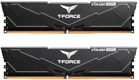 T-FORCE VULCAN DDR5 Desktop Gaming Memory 32GB (2x16GB) 6000MHz CL30, Intel XMP 3.0 & AMD EXPO Certified, One-Click Overclocking, PMIC Cooling, On-Die ECC(Black)