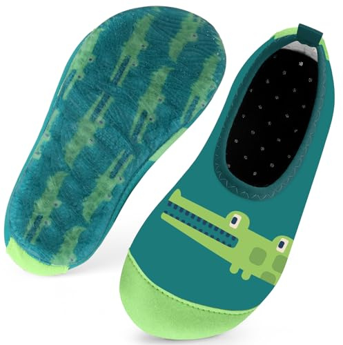 Kids Swim Water Shoes for Boys Toddlers Baby Aqua Socks for Kids Quick Dry Pool Beach Barefoot Children（Crocodiles Green 22/23