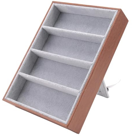 rirue Sunglasses Display Glasses Cases 4 Grids Sunglasses Display Box Glasses Display Jewelry Organizer Tray - Brown