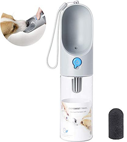 PETKIT EVERSWEET Tragbare Trinkflasche für Hund, Haustiere,BPA frei, Wasserschüssel,400ml,Grau