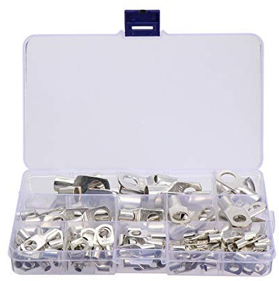 VILLCASE 120 Piezas Terminales de Cable de Batería Extremos de Cobre Anillo de Engarce de Alambre de Barril de Extremo Cerrado (Plateado 6 Mm² / 10 Mm² / 16 Mm² / 25 Mm² / 35 Mm² / 50 Mm²)