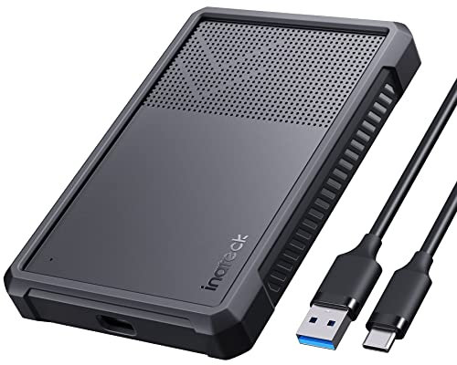 Inateck USB 3.2 Gen 2 Festplattengehäuse mit Silikon-Hülle für 2,5 Zoll SSDs und HDDs, bis zu 6Gbps, mit UASP, FE2016