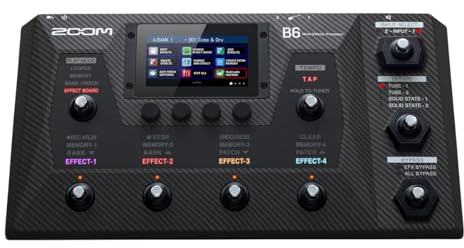 ZOOM B6 Bass Multi-Effects Pedal, Pedalboard with 9 footswitches, touchscreen, DI boxes & looper for studio & stage, UK-Version