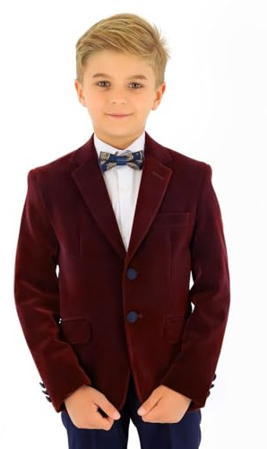 Blazer Violet en Velours Coupe cintrée pour garçon, Veste d'hiver Formelle pour dîner de Mariage, Anniversaire, 5 Ans