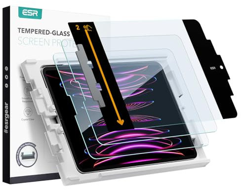 ESR 2 Stück, für iPad Pro 12,9 Zoll (2022/2021/2020/2018) für Panzerglas, Schutzfolie aus Gehärtete Glas mit Einfach Anzubringender Ablage, 9H Härte, Kratzfest, HD-Klarheit