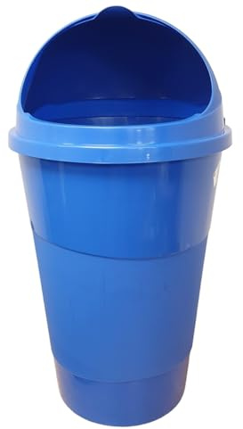 Easy Shopping® 50L BLUE Plastic Bullet Bin Wastepaper Recycle Dustbin Flap Lid Kitchen, Home Office Rubbish Trash Basket