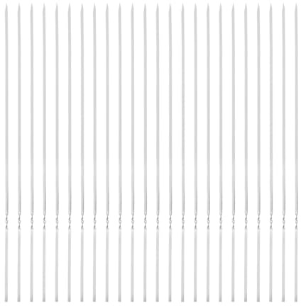 QUARKZMAN 12 piezas de Brochetas de Metal 40cm x 3.8mm x 1mm Palitos Planos de Acero Inoxidable Reutilizables para Barbacoa al Aire Libre Parrilla de Barbacoa para Carne Camarones