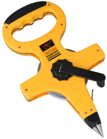 Focenat 50mx15mm Cinta métrica de fibra de vidrio,Cinta métrica ergonómica y antideslizante,Cinta métrica enrollable con palanca de plegado,Rollo abierto de cinta métrica,Adecuado para ingenieros