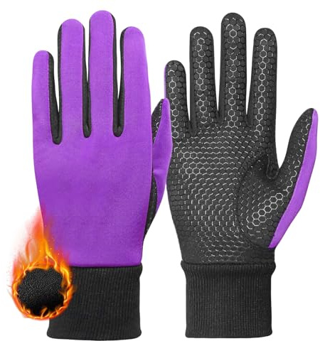 FINGER TEN Winter Golf Gloves Women Warm Left Hand Right Grip Cold Weather Value Pair, Womens Golf Glove Wear Resistant Non Slip Flexible Durability (M,Purple)