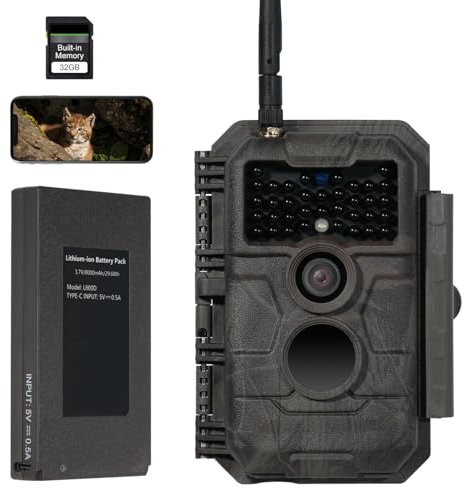 GardePro E6P MAX Wildlife Camera, WiFi Bluetooth, Rechargeable 8000mAh Battery, Built-in 32GB SD Card, 48MP 1296p, No Glow Night Vision, Motion Activated Waterproof(E6PMB)
