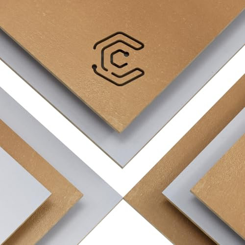 Creatorally Colores Contrachapada 3mm, Madera de Tilo Corte Laser 30x30 cm 8 Piezas, Contrachapado Colorido para Bricolaje, Grabado, Pirograbado (Oro y Blanco)