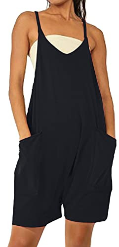 IQYU Monos para mujer para verano, pantalones cortos de tela, elegantes, peto, vintage, monos de verano con tirantes ajustables, pantalones de peto, tallas grandes, pantalones de verano ligeros,