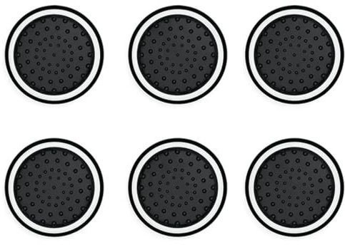 Controller Thumbstick Grips cap covers for Xbox One, Xbox Series X, PS4, PS5 - Non-Slip Silicone Joystick Caps for Enhanced Precision & Comfort (Pack of 6) (Black with White Stripe)