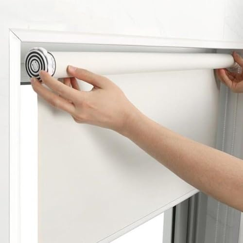 tow000ack Tenda a Rullo Oscurante Termica Senza Forare,Tende Finestre per Interni,Tessuto Poliestere Bianco Privacy Avvolgibile,per Casa,Ufficio,Personalizza,Larghezza x Altezza (50cm x 130cm)