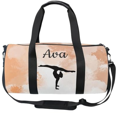 Borsa da ginnastica personalizzata per ragazze Nome personalizzato Borsa da palestra per bambini Borse da ballo Sport Ginnastica Attrezzature da ginnastica Regali per ginnastica Gradiente corallo