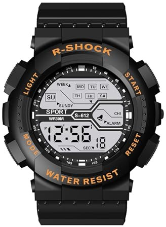 Mäns sport mode handled LCD stoppur datumklocka gummi digital pojke herrklocka små klockor, Guld, En storlek