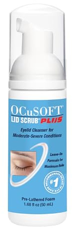 OCuSOFT Lid Scrub PLUS Foam- Moderate to Severe Eyelid Conditions - Instant Foaming Eyelid & Eyelash Cleanser - Extra Strength Daily Eyelid Cleanser to Remove Oil, Dirt, Pollen & Eye Makeup-1.68 fl oz