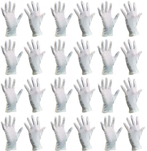 Baumwollhandschuhe (24 Stück) Schutzhandschuhe, Baumwolle Handschuhe, Stoffhandschuhe, Cotton Gloves, Arbeitshandschuhe, Sporthandschuhe | Damen Herren Kinder | Größen XS, S, M, L, XL, XXL (8/M)