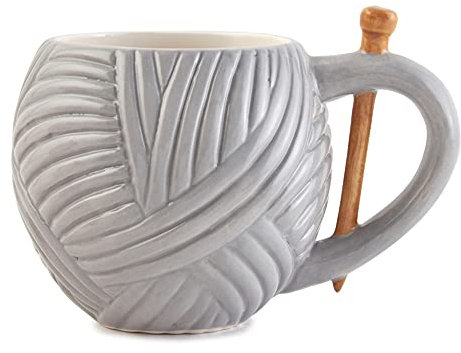 Sew Thirsty Strickgarn Tasse grau – Nähen Geburtstag Büro Tasse Getränk Geschenk