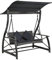 Hollywoodschaukel Schaukelliege 3-Sitzer mit Sonnendach, Sitzpolster und 2 Kissen, Gartenschaukel, Pulverbeschichteten Stahlrahmens, Poly Rattan, 167 x 130 x 178 cm