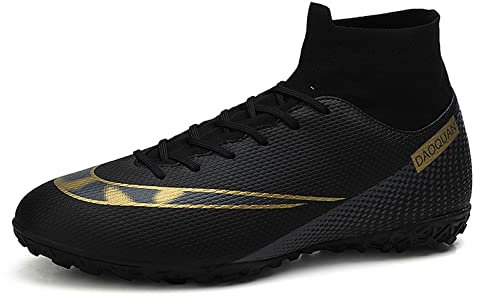 CERYTHRINA Herren Fußballschuhe Kinder High Top Spikes Cleats Fussballschuhe Professionelle Athletics Kunstrasen Trainingsschuhe Teenager Outdoor Atmungsaktive Sportschuhe Schwarz 42