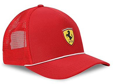 PUMA Herren Cap - Ferrari Sportswear Race Trucker Cap, Polyester, Logo, einfarbig, One Size Rot