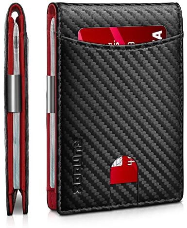 RUNBOX Wallet for Men RFID Blocking 11 Card Holder Minimalist Small Leather Bifold Men's Front Pocket Wallet Gift Box