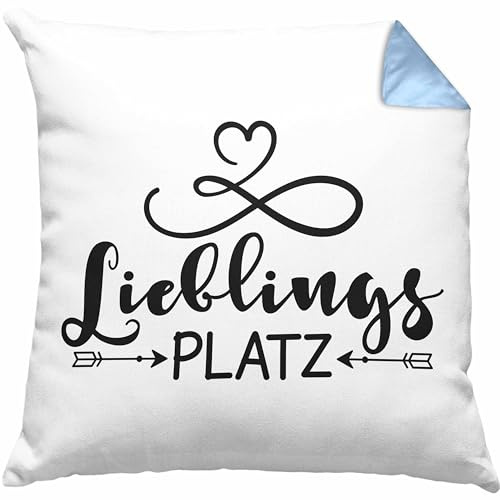 Trendation Lieblings-Platz Kissen mit Füllung 40x40 Geschenk für Zuhause Neue Wohnung Büro Geschenkidee (Blau)
