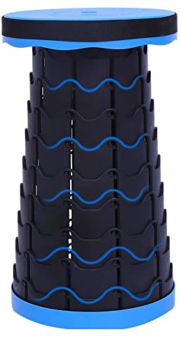 HUOLE Tabouret Pliant Portable, Tabouret télescopique Pliable, rétractable, réglable - Tabouret Pliable en Plastique - pour la pêche, la Chasse, Le Camping (26 * 26 * 6,5-45 cm (Bleu Ciel))