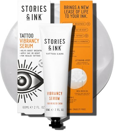 Stories & Ink Tattoo Aftercare | VIBRANCY SERUM - Overnight Treatment for Faded Tattoos to Brighten Pigments & Enhance Ink Intensity