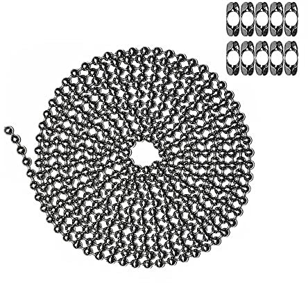 13 Feet Length 10# (bead diameter of 4.5mm) Ball Chain Shiny Chrome Plated Steel with 10 Matching Connectors is Use for DIY and Fix or Replace Broken Roller Blind Curtain Chain and Fan Pull Cord