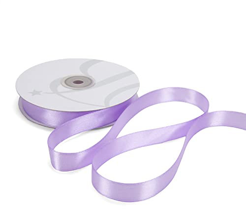 Nastro Doppio Raso 15mm X 50 Metri per Artigianato, Natale, Decorazioni, Adatto Per confezionare Regali, Feste di Compleanno, Matrimoni, Bomboniere (Lilla)