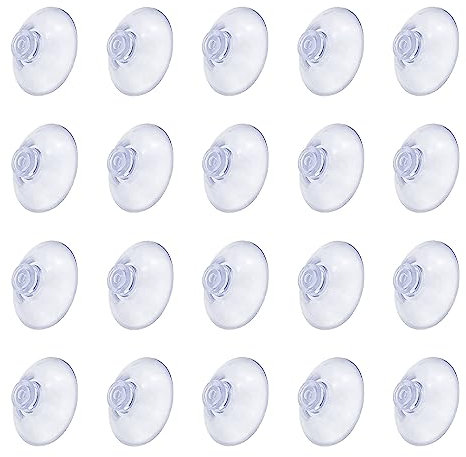 Rumyve 20-Pack 20mm Small Plastic Suction Cups - Transparent Suction Hooks for Kitchen, Bathroom, and Windows