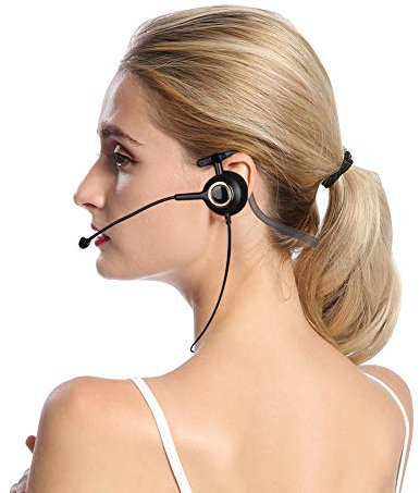Call Center Headset, Cordless Phone Headset Noise Canceling Mic Office Lightweight PC Headset Comfortable Telephone Headphone, Business Headset for Webinar/Cell Phone/Call