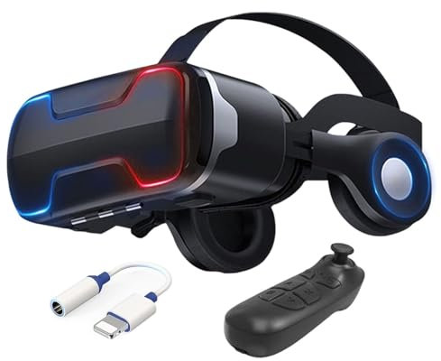 Gafas Realidad Virtual Movil con Mando, 3D VR Gafas para Película 3d Juego Immersivo, Ángulo Visión 90-100º Objetivo y Pupila Regulable, Gafas VR para 4.7-6.5 Android/iOS Smartphone, Regalos Niños (