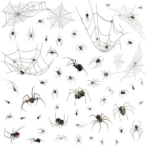 Angoily 1 Blatt Wandaufkleber Spinnen, Halloween Spinnennetz Aufkleber, DIY Wandaufkleber Halloween Für Festival Party Dekoration Gruseliger