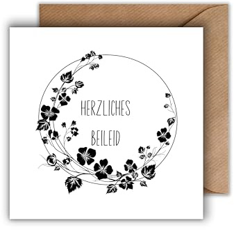 Biglietto di condoglianze con busta – empatico biglietto di condoglianze sincero biglietto di condoglianze, biglietto commemorativo, condoglianze, funerale (125 x 125 mm)