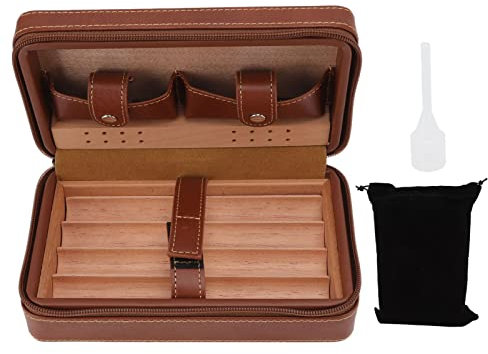 Jwthee Humidor per sigari, custodia per umidificatore per sigari portatile Scatola per sigari da viaggio marrone Scatola per umidificatore da viaggio Kit umidificatore per sigari da