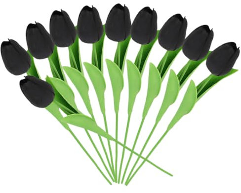 Ciieeo 10st Schwarze Tulpe Zartes Bukettdekor Brautblumenzweig Simulation Tulpenstrauß Lebensechter Blumenstrauß Zuhause Gefälschte Blumendekor Im Wohnzimmer Simulierte Tulpen Pu