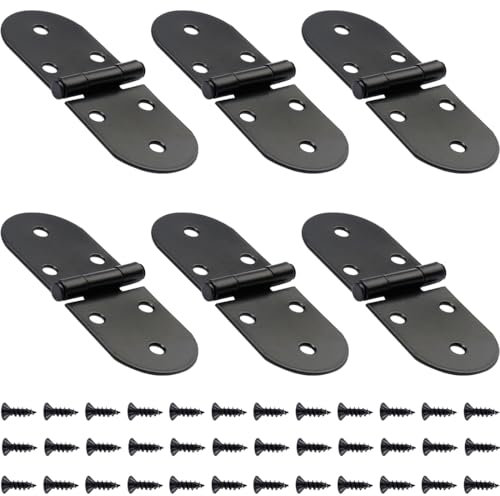 ZEPIQOR Bisagras Pequeñas, Bisagras para armario, 6 bisagras abatibles de borde redondo de aleación de zinc de 180 grados con tornillos, gabinete de mesa plegable, puertas de armario
