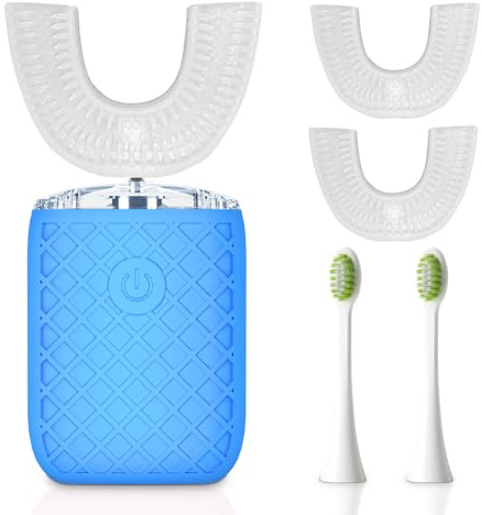 yeklike Brosse à dents électrique en forme de U pour adulte, brosse à dents de nettoyage à 360 °, brosse à dents ultrasonique pour le nettoyage des dents, sans fil rechargeable automatique pour voyage