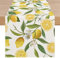 Kiatuniya Zitronen Tischläufer Orange Gelb Zitrone Deko Tisch Läufer Frühling Sommer Kurz Tischdeko Grün Blatt Blume Table Runner Abwaschbar Küche Esstisch Urlaub Party Dekoration 33x183 cm