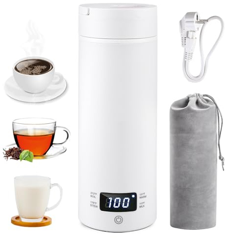 Petite bouilloire de voyage, 500 ml, en acier inoxydable 316, arrêt automatique, chauffage rapide pour le thé et le café, compacte pour les voyages