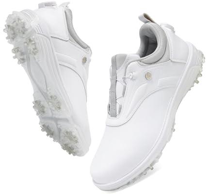 Solamni Waterproof Men Golf Shoes Lightweight Spiked Casual Golf Trainers | Breathable Slip Resistant Men's Premium Comfort Golf Shoe
