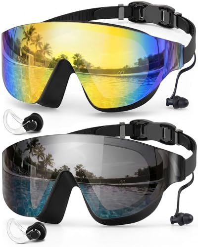 Zoomsnail Swimming Goggles, Frameless Swimming Goggles with Wide Vision, Anti Fog Anti-UV, No Leaking Pool Goggles for Men Women Adults