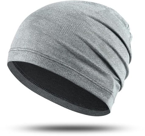 WTACTFUL Cooling Skull Cap for Men Women Breathable Sweat Hat Running Caps Skull Caps Thin Slouchy Beanie for Dreadlock Cycling Motorcycle Helmet Hard Hat Liner Summer Sport Hot Weather Linen Gray