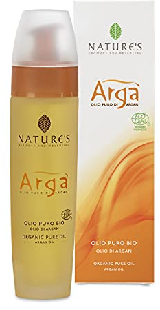 NATURE'S Argà Olio Puro di Argan Bio, Corpo e Capelli, Certificato Ecocert Greenlife, Non Unge, Si Assorbe Velocemente, Profumo agrumato, 100 ml