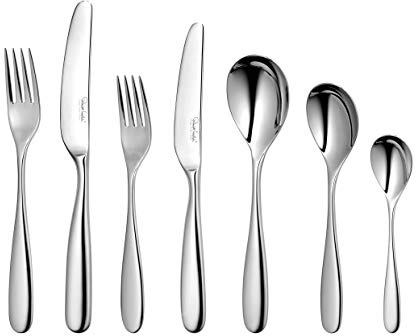 Robert Welch Stanton Bright, 56 Piece Cutlery Set for 8 People. Made from Stainless Steel. Dishwasher Safe.
